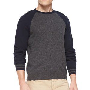 Men's Rag & Bone Jace Striped-Cuff Baseball Sweater Charcoal M